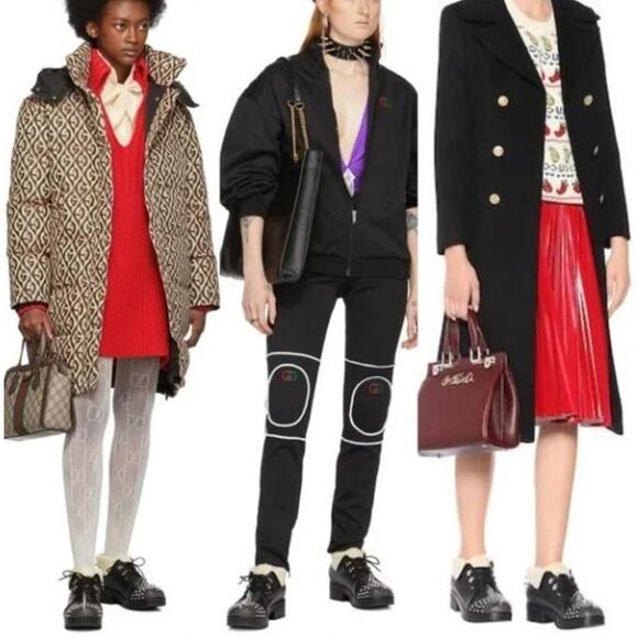 Gucci Harlem Black Leather Stud Shearling Combat Ankle Boots EU 36.5 US 6.5 - Picture 13 of 14